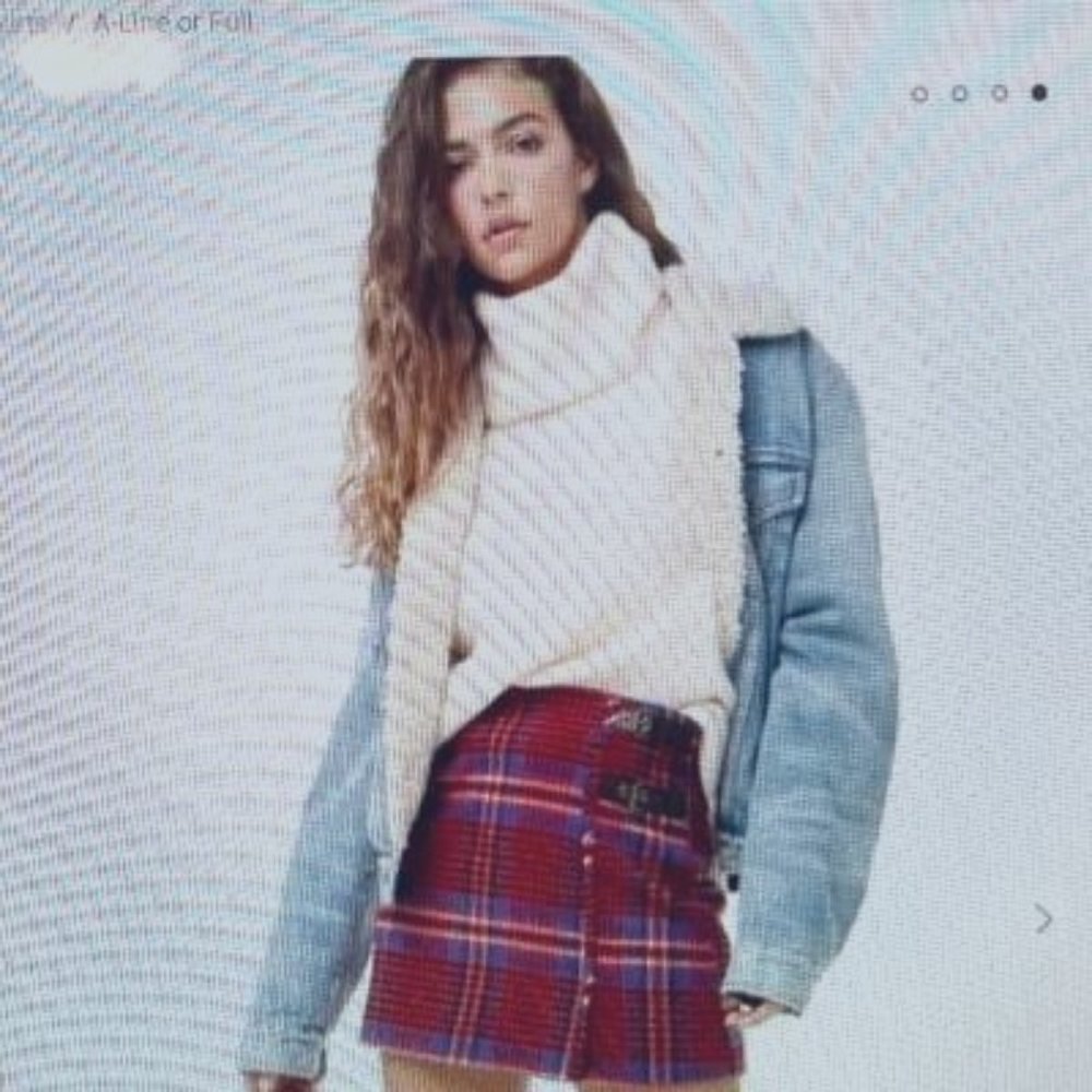 NWT Forever 21 Size L Red,Blue Black Glen/tartan plaid mini-skirt